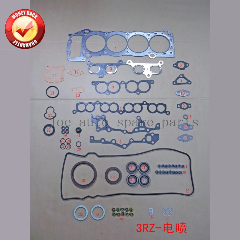 3RZ 3RZFE Engine Full gasket set kit for Toyota HIACE/DYNA/LAND CRUISER/COASTER/4Runner 2.7L 2694CC 1994-2006 50137000 430574P