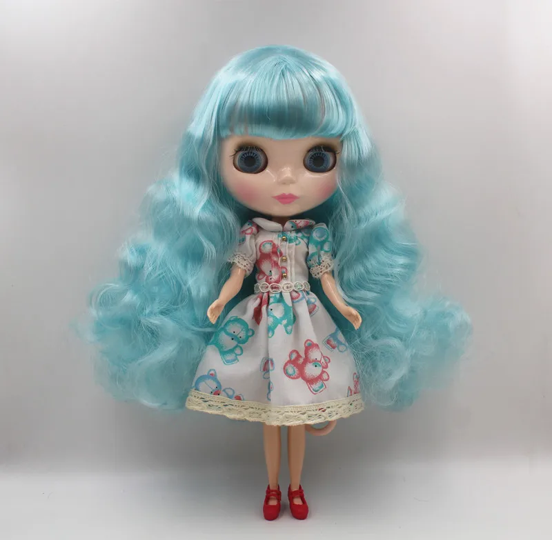 

Blygirl Blyth doll Light blue liu hai wave wavy hair common body 7 joint nude doll DIY doll can change body