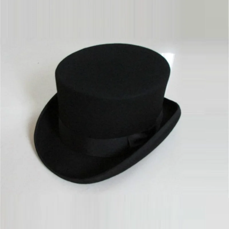 

Unisex Homburg Hats Wool Fedora Steampunk Top Hat Cylinder Magician Magic Cap Felt Fedoras Hats 12cm High B-8114