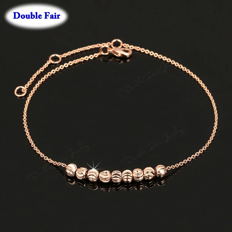 Simple Style Anklets For Women 8 Bead Rose Gold Color/ Silver Color Fashion Brand Vintage Jewelry Anti Allergy DWA020M