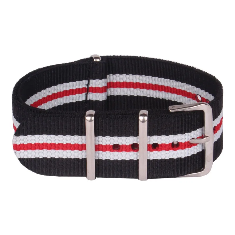 New  Nylon Watch 22 mm MultiColor Black White Red Army Military fabric Woven watchbands Strap Band Buckle belt 22mm