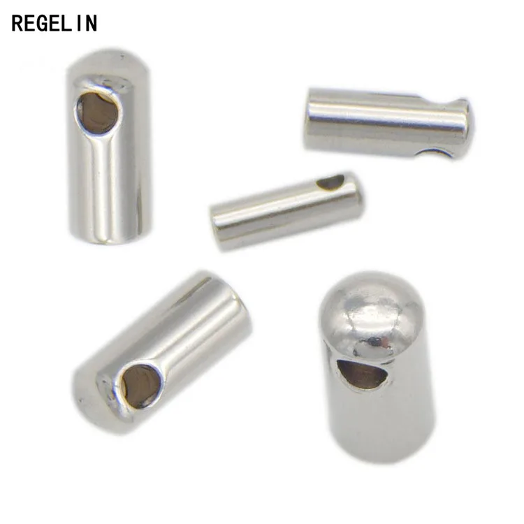 

REGELIN 20pcs/lot Round Stainless Steel Crimp Clasps Cord End Caps Fits for 1/2/3/4/5/6mm Leather Cord Jewelry Making Findings