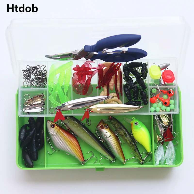 Htdob 70/100/101/141Pcs Fishing Lures Set Mixed Minnow Piler Spoon Hooks Fish Lure Kit Isca Artificial Bait Fishing Gear Pesca