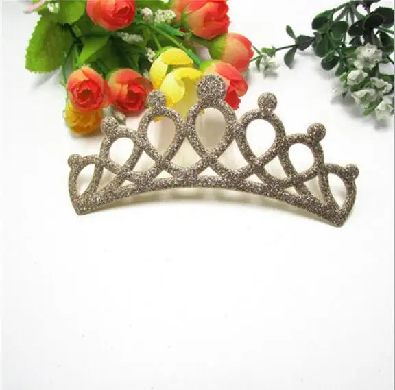 4.9x13cm 10pcs Handmade Kawaii Padded Glitter Crown Appliques For Headdress Accessories And  Jewerly Decoration