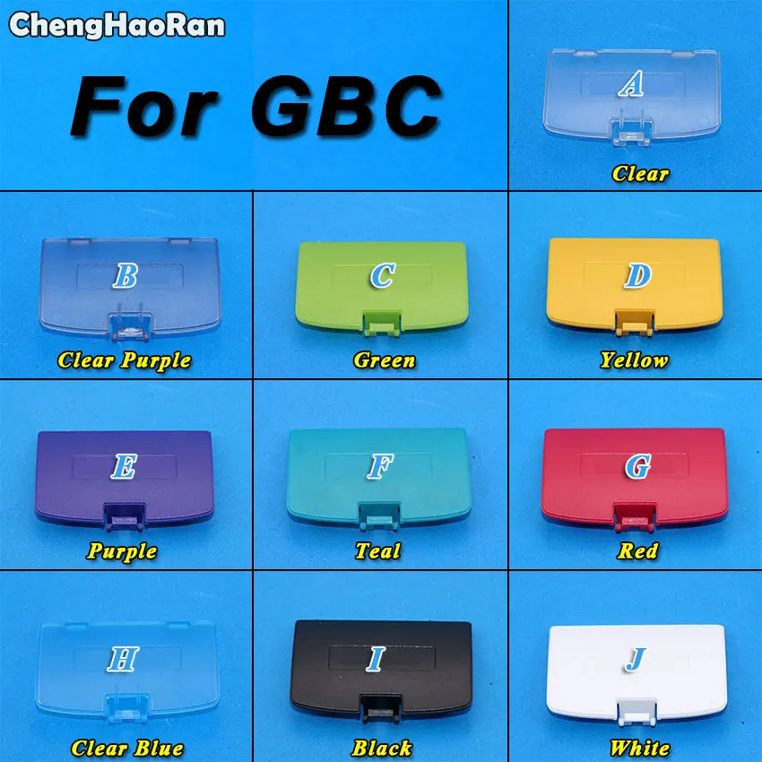 ChengHaoRan 10pcs 10 Colors Optional Battery Cover Shell Case Replacement for Gameboy Color for GBC Housing Back Door