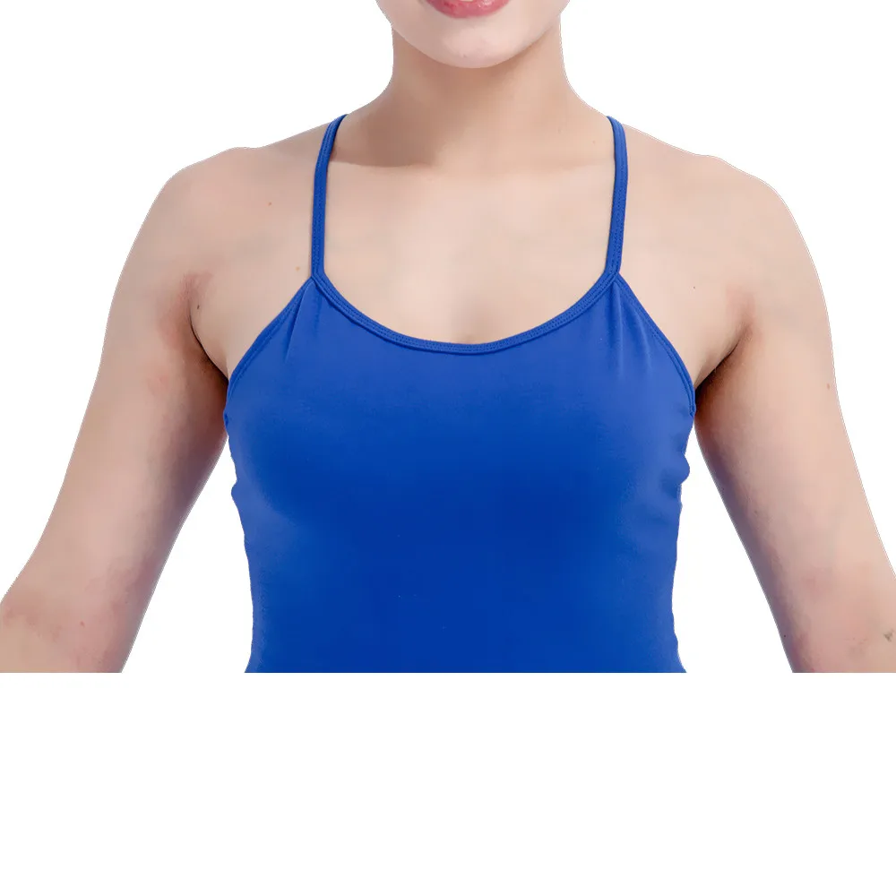 ROYAL BLUE Cotton/Lycra ชีฟองบัลเล่ต์เต้นรำกระโปรงสำหรับปฏิบัติสุภาพสตรีและสุภาพสตรี