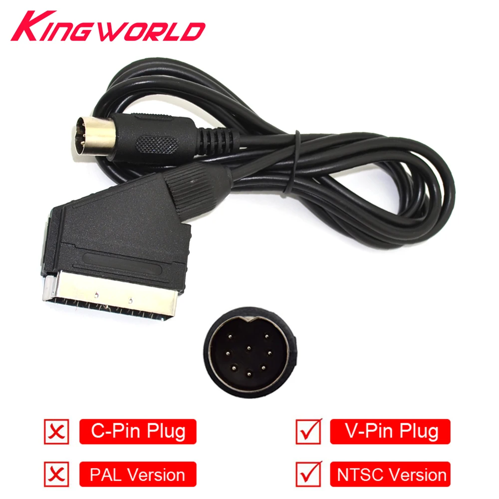 

50pcs V-Pin Plug NTSC US Scart Cable Audio Video AV Cable for SEGA Mega Drive for Genesis 1