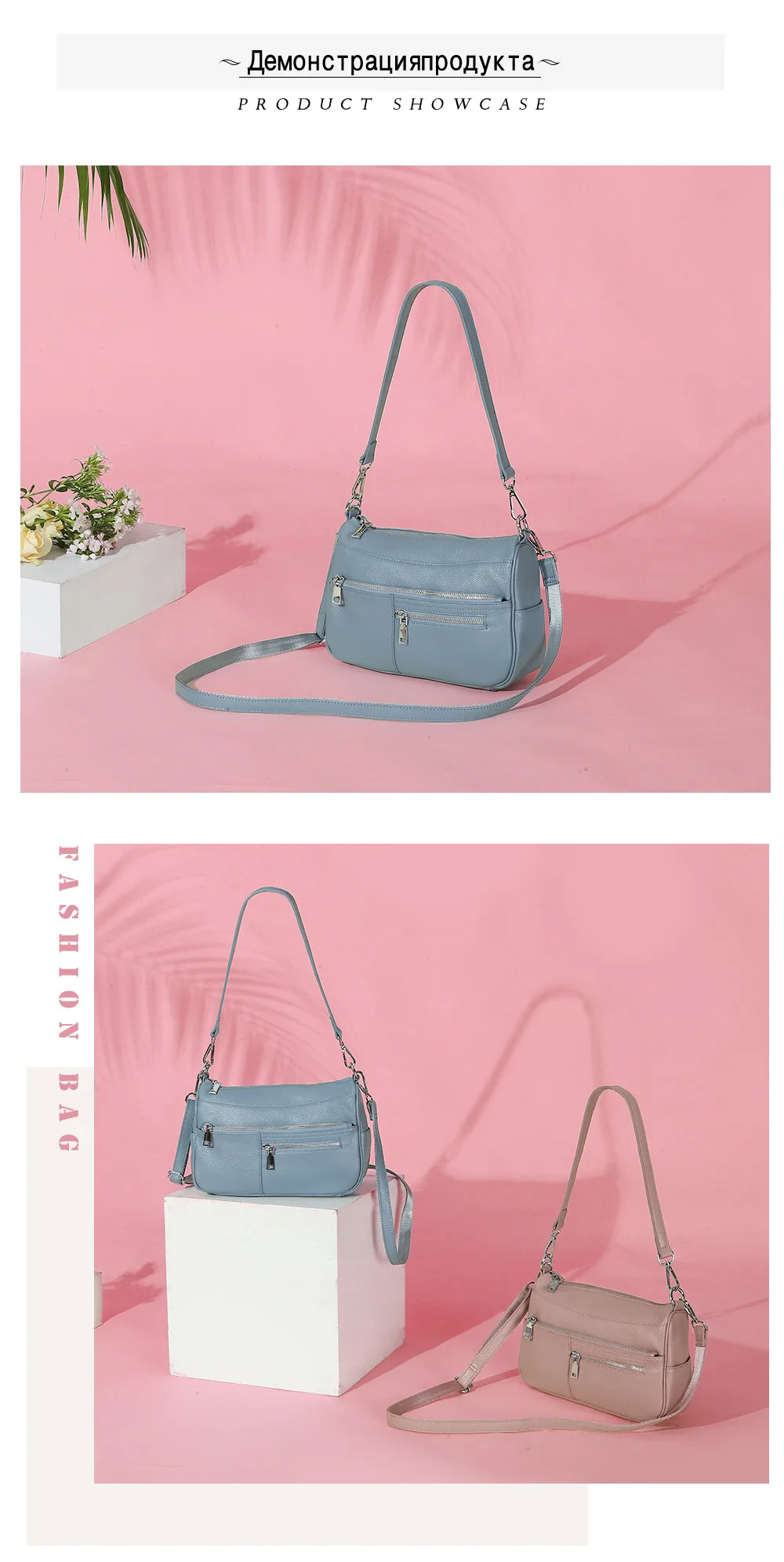 Zency Noble Damen Kleine Umhängetasche 100 % Echtleder Weiß Blau Mode Umhängetasche Geldbörse Beige Hobos Handtasche – Detail 8