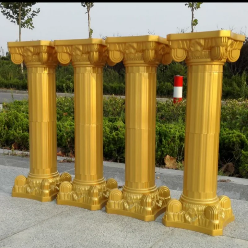 

Free Shipping Gold Roman Columns Plastic Pillars Road Cited Wedding Props Event Decoration Supplies 4 Pcs/Lot