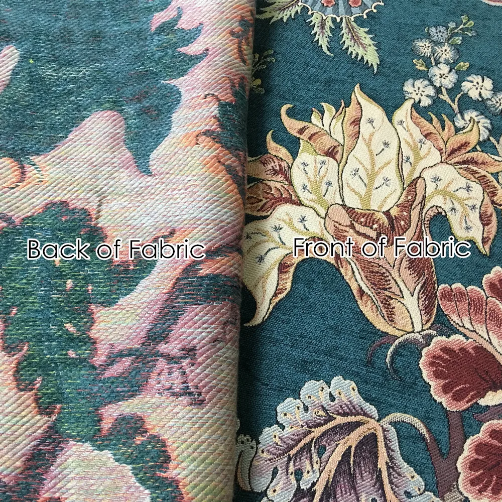 Deluxe Dark Green Fabrics Flower Thick Rayon Chenille Floral Curtain Woven Sofa Upholstery Drapery Cloth Bed Cover 280cm Width