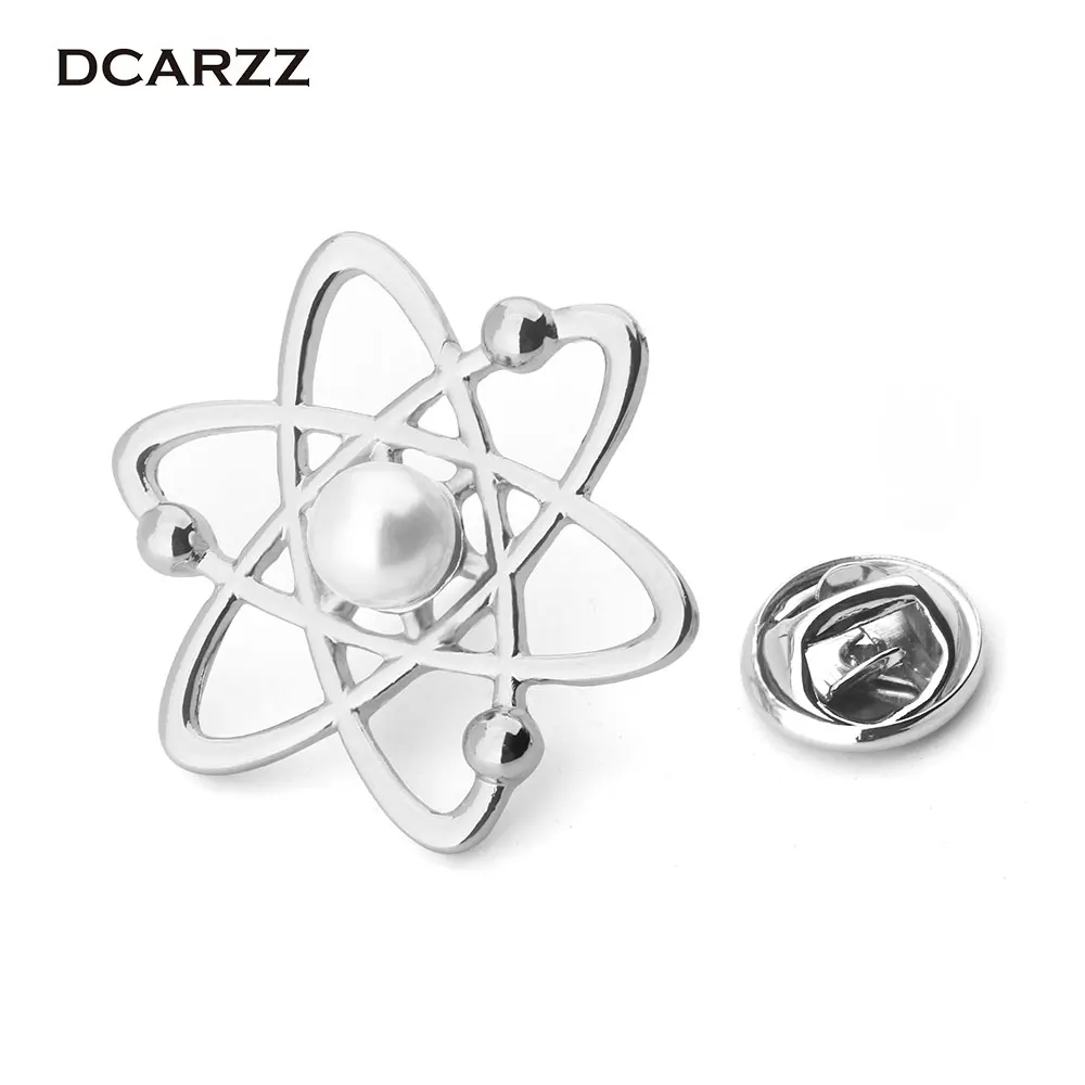 DCARZZ Atom Melecule Science Pin,the Pearl Science Symbol Brooch,Proton Neutron Nucleus Jewelry Gift for Nerd,Geeks,Scientists