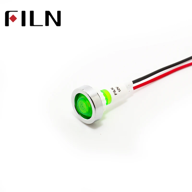 FILN FL1P-10NW-1 10mm red yellow blue green white 12v 220v 24v led  plastic indicatorl signal light pilot lamp with 20cm cable