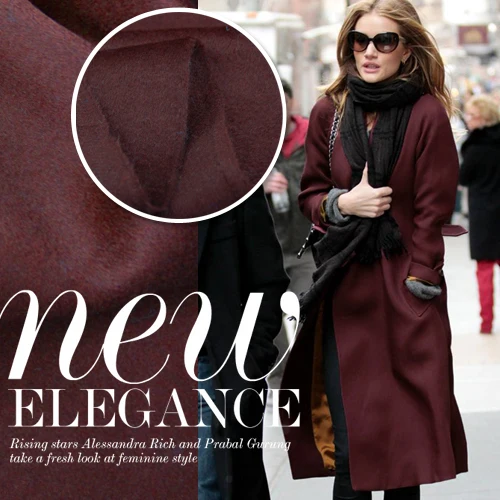 

Custom Europe new winter maroon senior cashmere hair coat fabric wool broadcloth wholesale/100cm*150cm