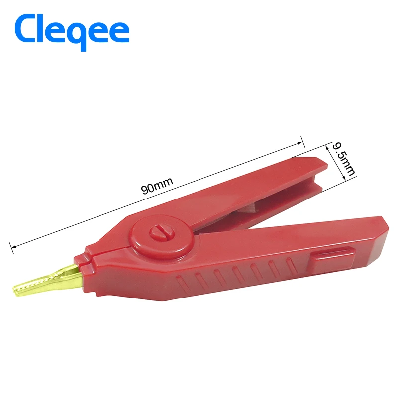 Cleqee P2004 6pcs/lot 90mm 20A 3pcs Alligator Kelvin Copper Gold Plate Clip Grey+Black+Red LCR Kelvin Test Clip