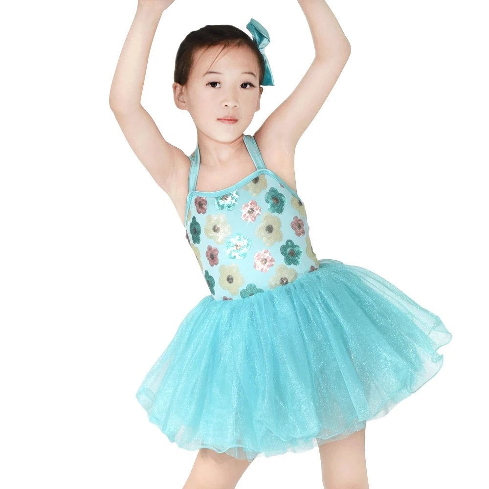 Sequin Leotard Flower Ballet Dance Dress Kids  Dance Wear Girls Party Costume Rainbow Tutu For Girls