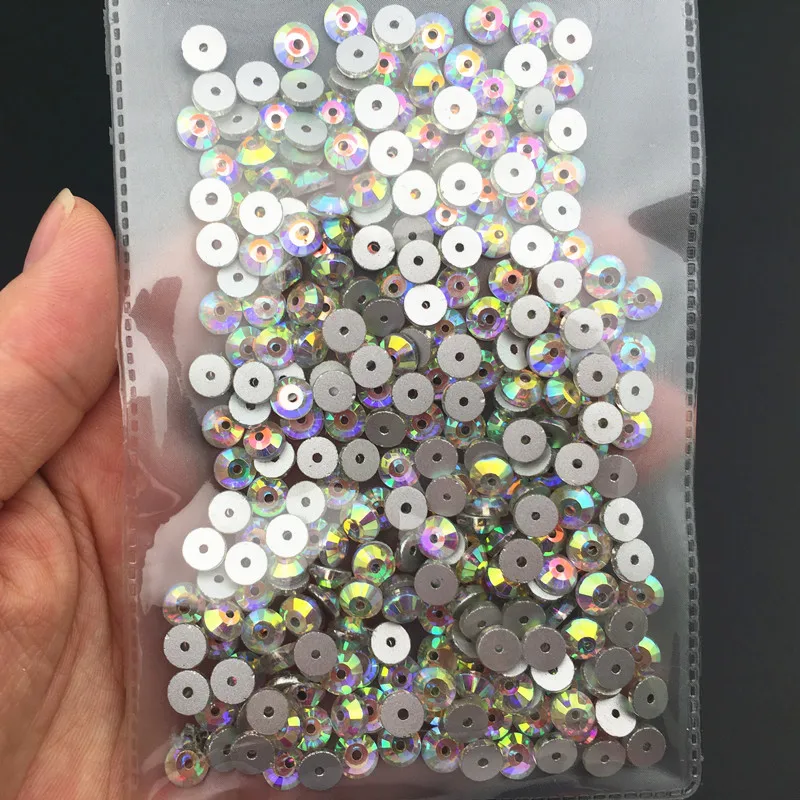 Lochrose One Hole Sew On Rhinestone Size 3mm 4mm 5mm 6mm 8mm Round Crystal Clear / AB Color for Dress Jewelry Making