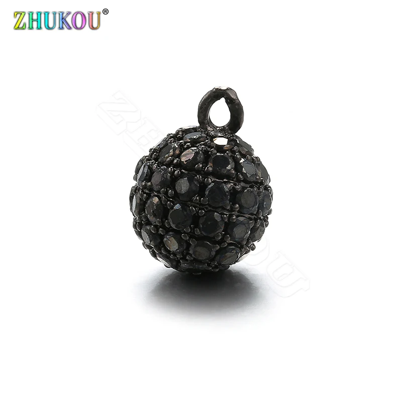 ZHUKOU 8x11mm Black Round Charms for Jewelry Making High Quality Accessories for Women earrings and necklace wholesale VD386
