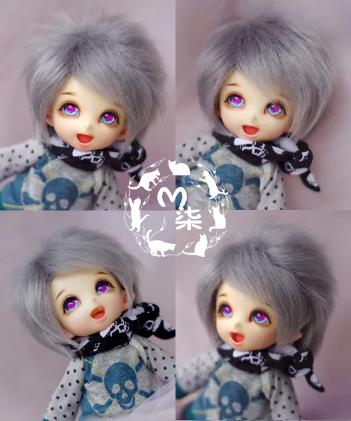 New 1/12 3-4 inch 9-10cm 1/8 4-5 inch 12cm 14cm BJD Plush fabric wig Light grey For AE PukiFee lati Doll Antiskid BJD Doll Wig