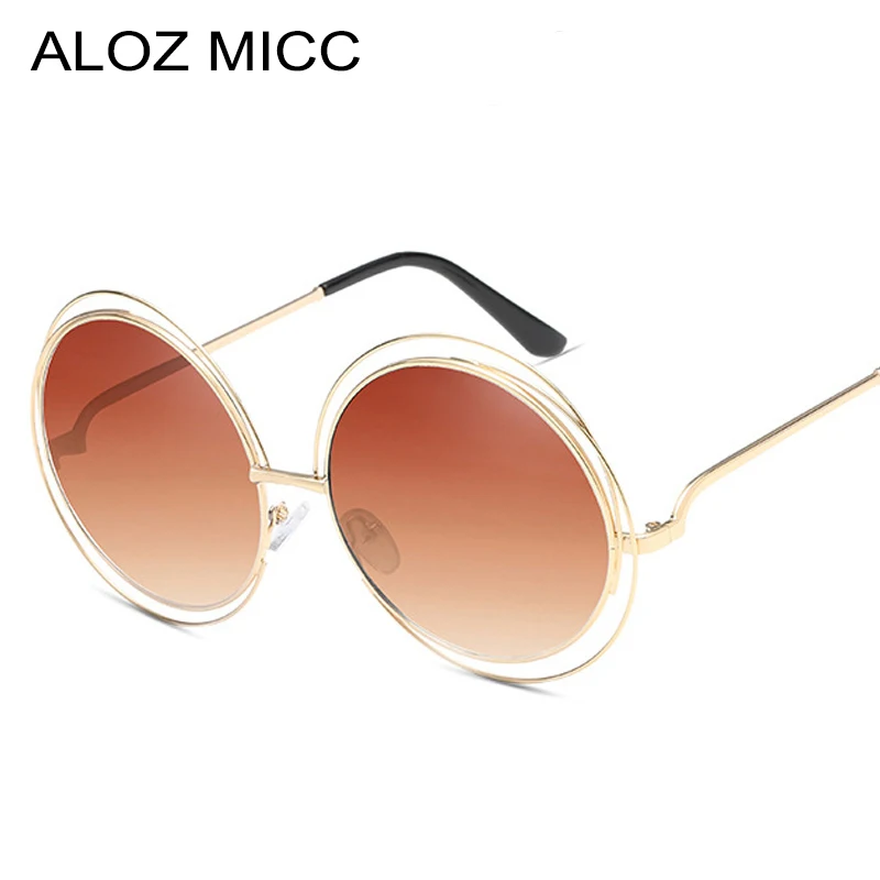 ALOZ MICC Brand Oversize Round Sunglasses Women Fashion High Quality Alloy Hollow Frame Sun Glasses UV400 Lady Eyeglasses Q172