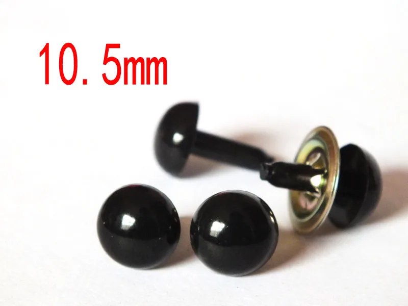 100 pçs/lote plástico preto olhos de segurança (10.5mm) x 50 pares urso que faz