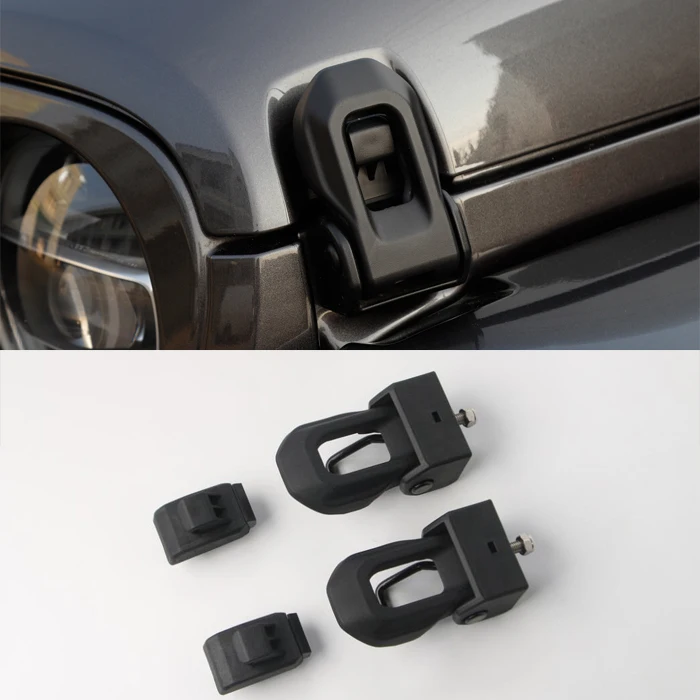 

For Jeep Wrangler JL 2018+ Car Front Engine Cover Hood Hinge Buckle Trim Car Accessories Styling Stainless Steel and ABS