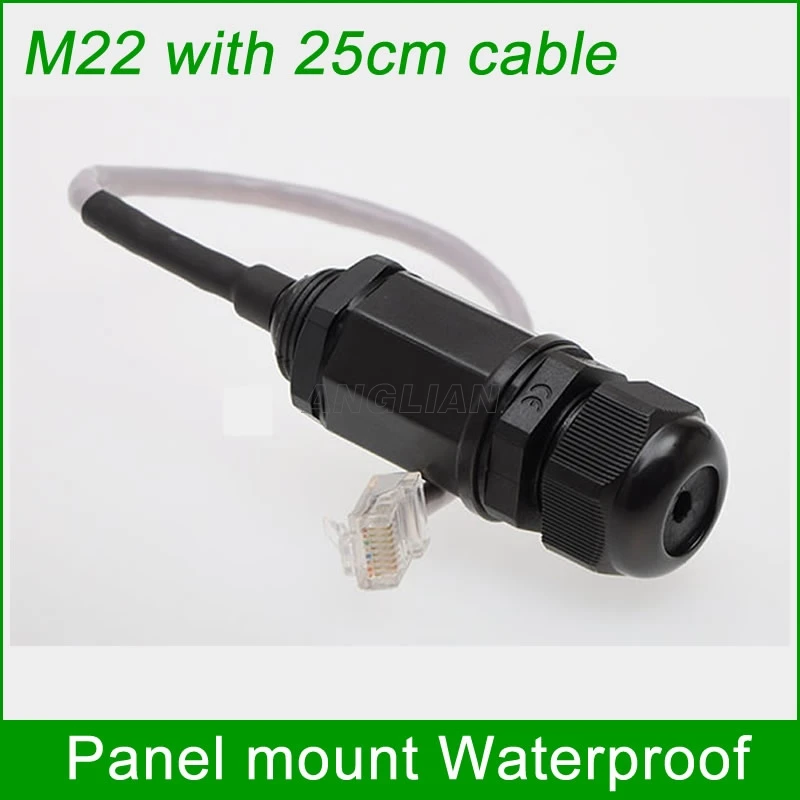 M22 Ethernet LAN adapter RJ45 Waterproof Connector 25cm network cable CAT5E CAT6 shielded IP67 Protection Socket DHL 10 units