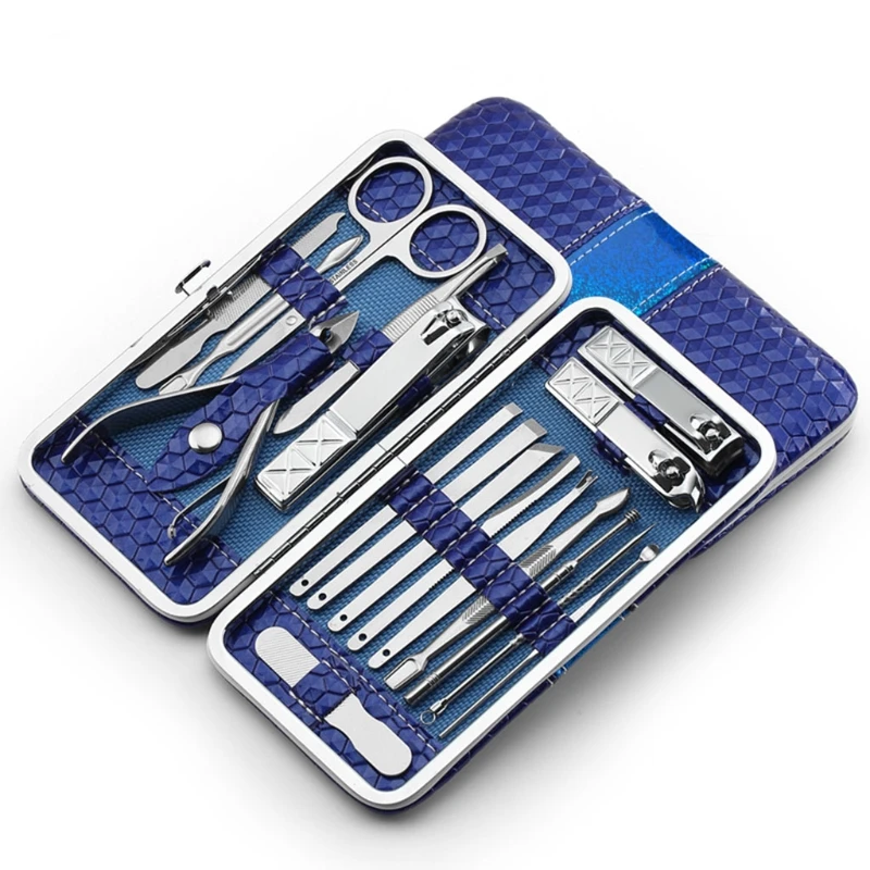 4 Colors 18 in 1 pcs Nail Clipper Kit Nail Care Set Pedicure Scissor Tweezer Knife Ear pick Utility Manicure Set Tools