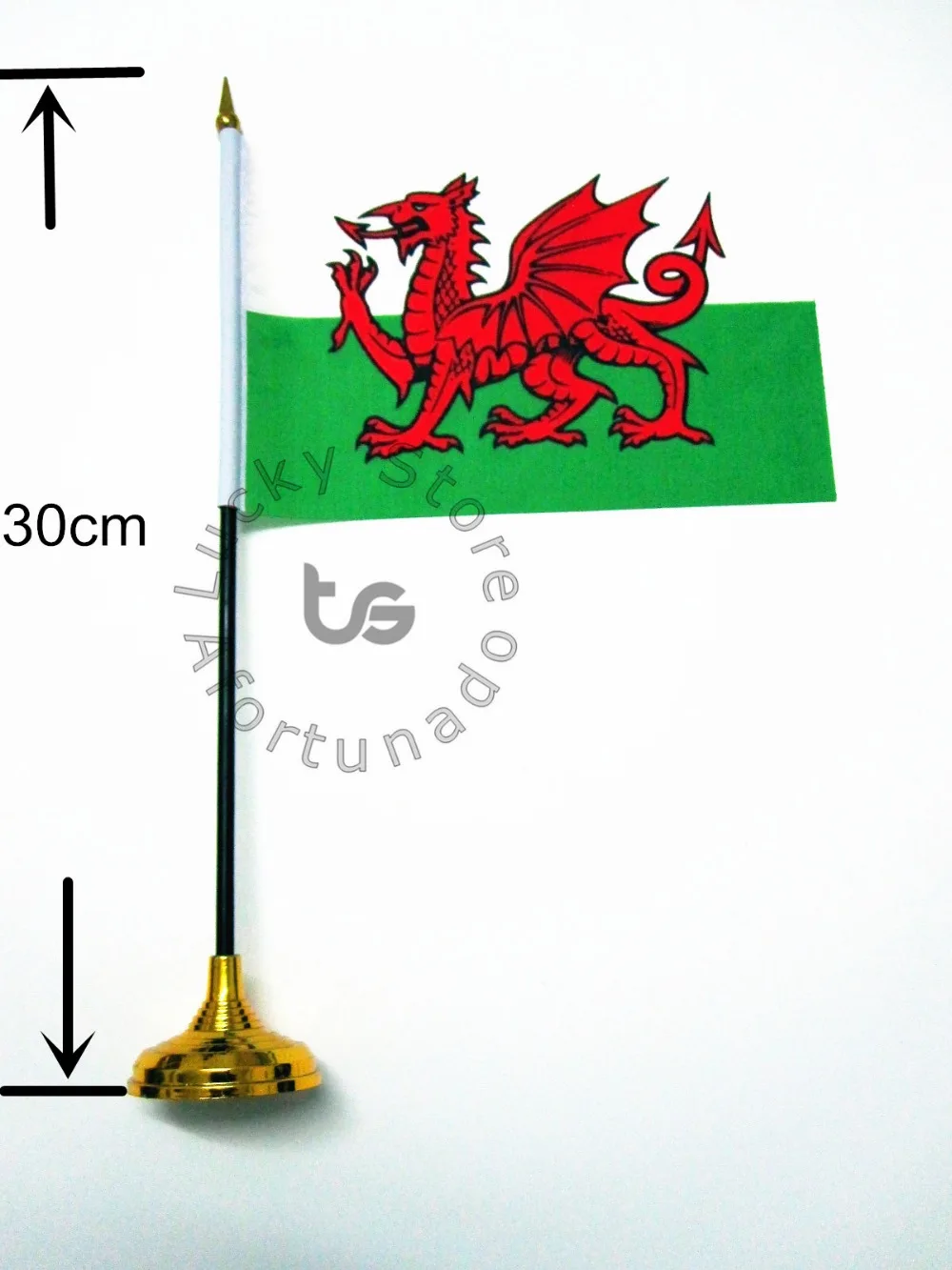 Flag Stand Round Base Using for the Desk Plastic Material Plastic Painting in Gold Silver Color