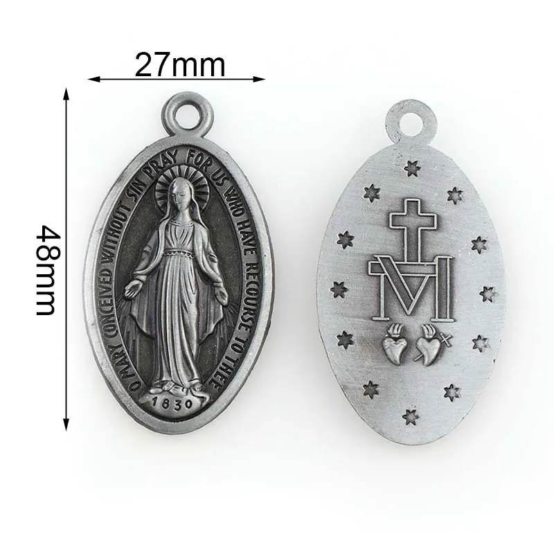 Oval Miraculous Medal Miraculous Medal Pendant Charms Round St Benedict Crucifix Pendants For  Key chain Pendants Saint Joseph