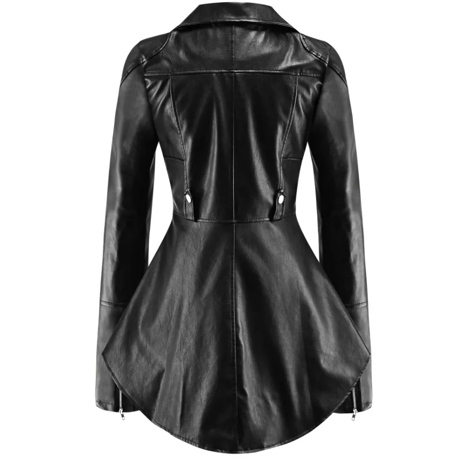 HOT Gothic faux leather PU Jackets Women Winter Fashion Motorcycle Black faux leather coats Trend Jacket