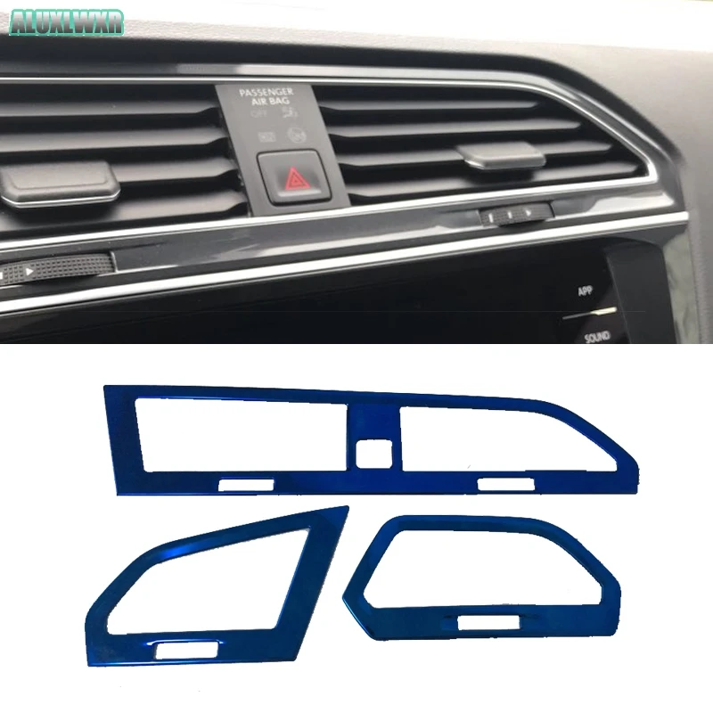 Decorative Air Outlet Conditioning Cover Frame Trim Stainless Steel 2017 2018 2019 2020 2021 for Volkswagen VW Tiguan MK2 PHEV