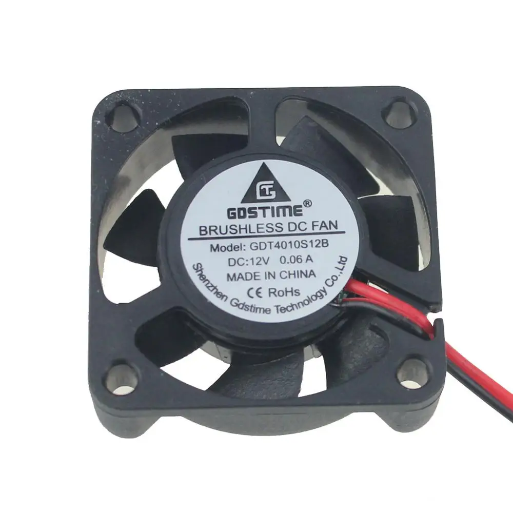 Gdstime 200Pcs 2pin 4cm 40mm x 10mm 12v 4010 Brushless Mini DC Cooling Fan 40x40x10mm Cooler Factory Wholesale