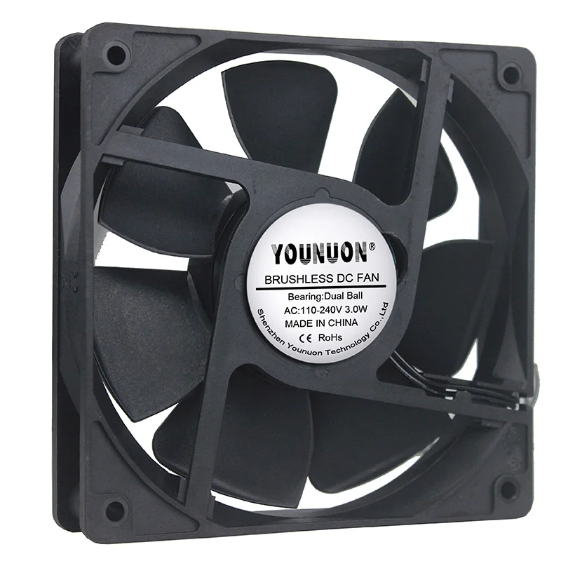 40 Pieces Dual Ball 120mm 12025 EC Brushless Fan AC 110V 115V 120V 220V 240V Axial Fan 120x 120x 25mm Comes with Grills