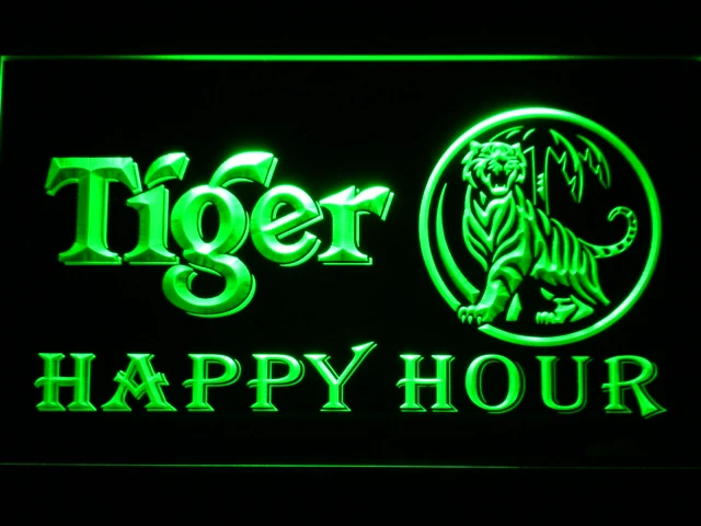 639 Tiger Beer Happy Hour Bar LED Neon Light Signs with On/Off Switch 20+ Colors 5 Sizes to choose