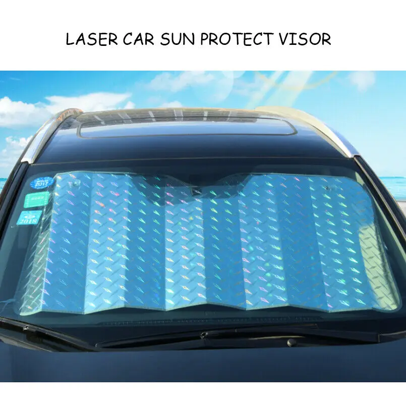 Universal Laser Car SUV Sun Protect Visor Sunshade Front Window Sun Protection Foldable Windshield Film Summer Sun Block Cover