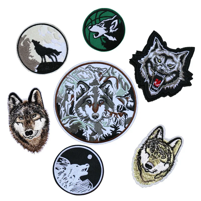 PGY 1PCS Punk Wolf Series Patches for Clothes Animal Sticker On Clothing Diy  Patch Cool Coat Appliques Garment Decor Parches