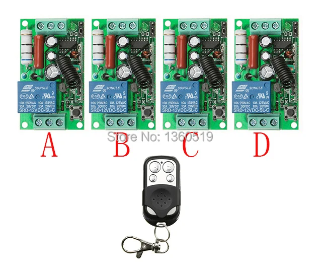 

NEW AC220V 1CH 10A Radio Controller RF Wireless Push Remote Control Switch 315 MHZ 433 MHZ teleswitch 1Transmitter +4 Receiver