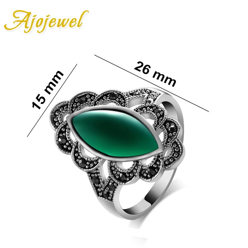 Ajojewel Black /Green Horse Eye Stone Ladies Ring Retro Vintage Jewelry For Women Gifts