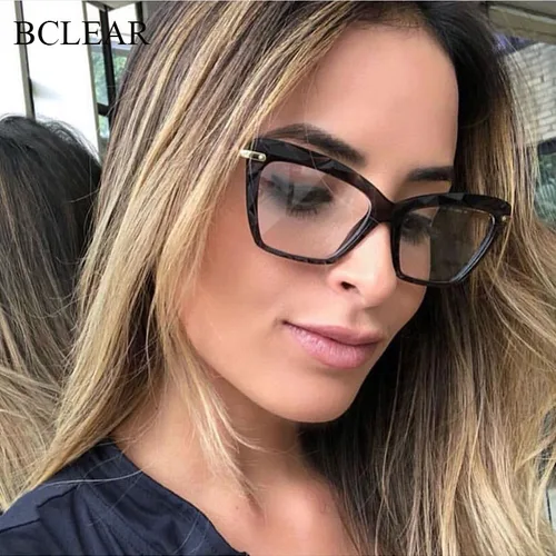 Imagen 2 del producto BCLEAR-gafas ópticas de ojo de gato para mujer, lentes transparentes, montura, estilo de moda, diseñador de marca