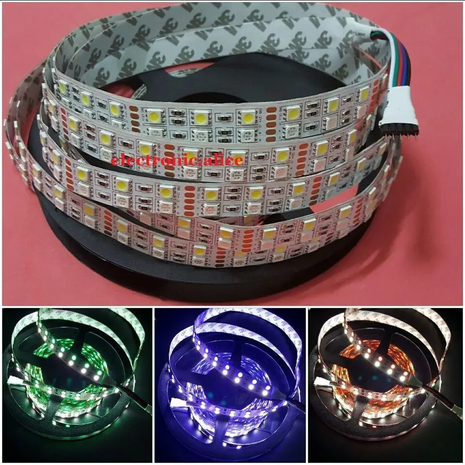 

DC12V 5M Double Row 5050 SMD 600 RGBW RGB White Flex LED Strip light 120led/M