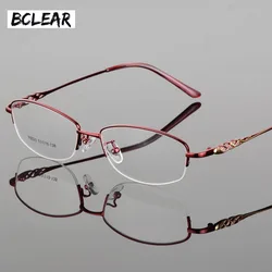BCLEAR 2018 Women Retro Myopia Eyeglasses Half Frame Female Eye Glasses Vintage Optical Glasses Prescription Transparent Frame