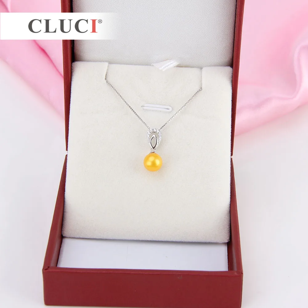 CLUCI 925 sterling silver Tiny crystal Pendant accessary for pearl necklace making, fit 7-8mm pearl,  Women Fine Jewelry SP236SB