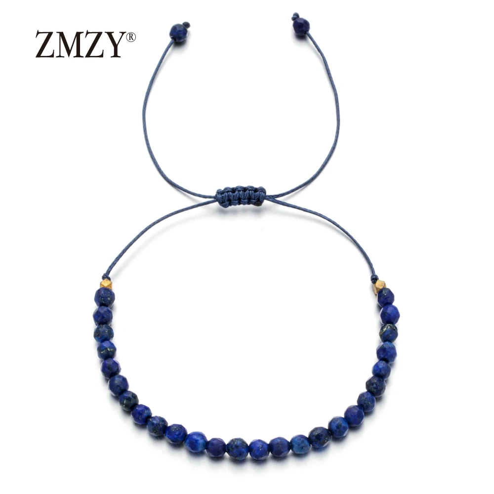 ZMZY Simple Retro Natural Stone Lapis Lazuli Bracelet Vintage Handmade Bracelet Adjustable Beads Bohemian Bracelets for Women