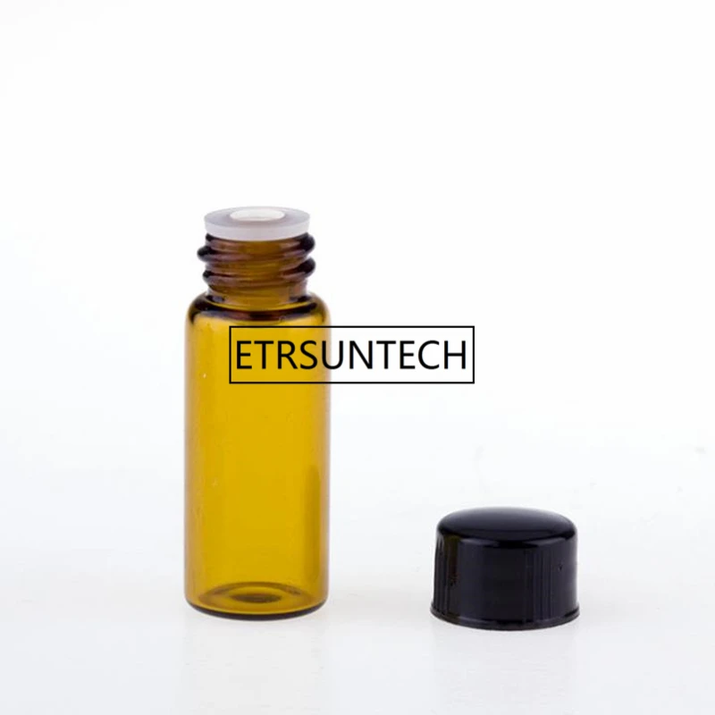 1 ml/2 ml/3 ml Mini Amber Glas Etherische Olie Reagentia Hervulbare Sample Fles Bruine Glazen Flesjes met Cap F1558