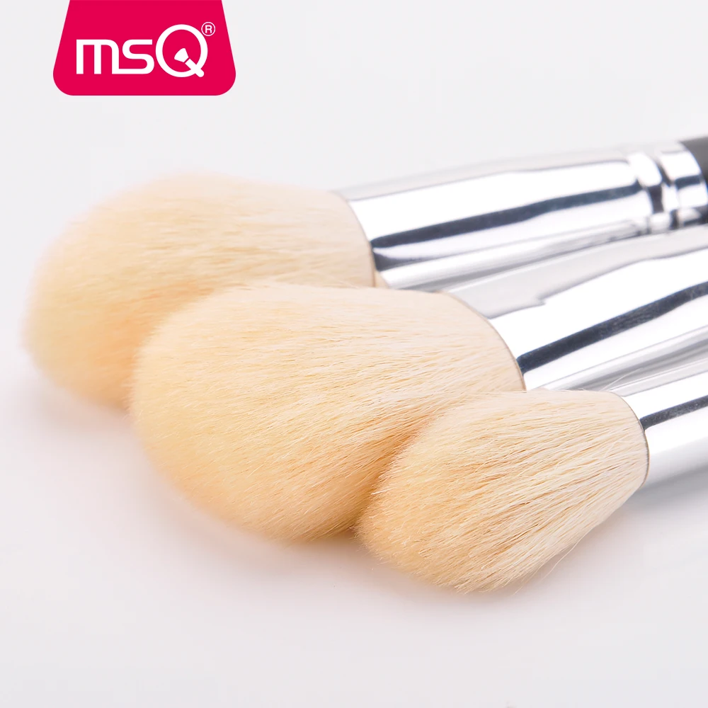 MSQ 15pcs Pro Makeup Brushes Set Powder Foundation Blusher Eyeshadow Blending Make Up Brush Goat Hair PU Leather Case