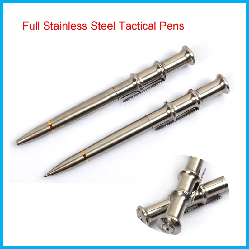 5 Pc Personal Security Full Stainless Steel Tactical Pens Outdoor Self Defense Pen Gift Pen Defense Supplies Edc Pen Travel Kit