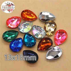 50pcs 13x18mm mix color tear drop Acrylic rhinestone stone Marquise Facets point rhinestone decoration DIY craft no hole