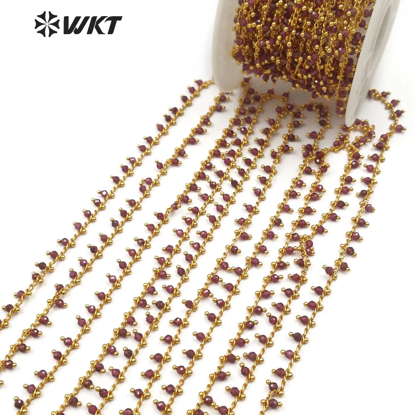 

WT-RBC092 WKT bulk selling purple a gate stone rosary chain 3mm faceted beads chain necklace for women jewelry making