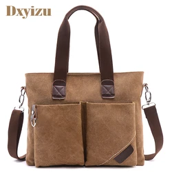 Canvas Casual Mens Shoulder Bags Solid Color Multifunction Tote Men Office Bag With Solid Pocket Crossbody Shoulder Bags Men