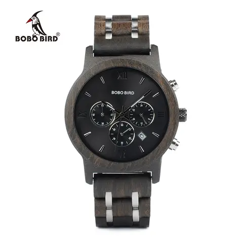 Men's Wooden Quartz Business Watch with Date BOBO BIRD